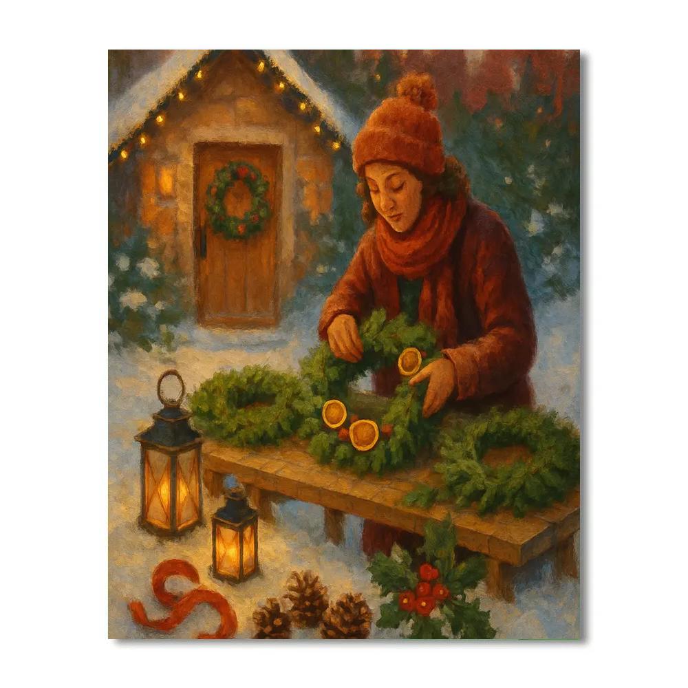 Wreath Makers Cottage Courtyard paint by number