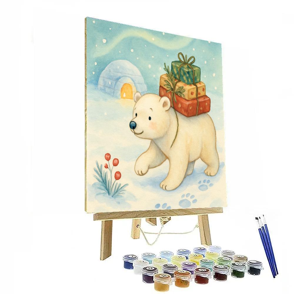 Polar Bear And Pine Gift Trail Paint by numbers art