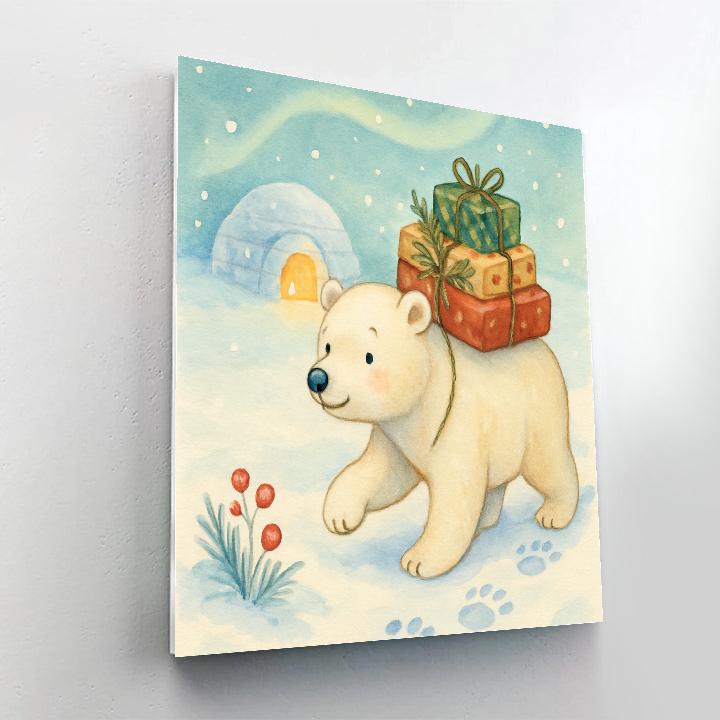 Polar Bear And Pine Gift Trail Paint by numbers art