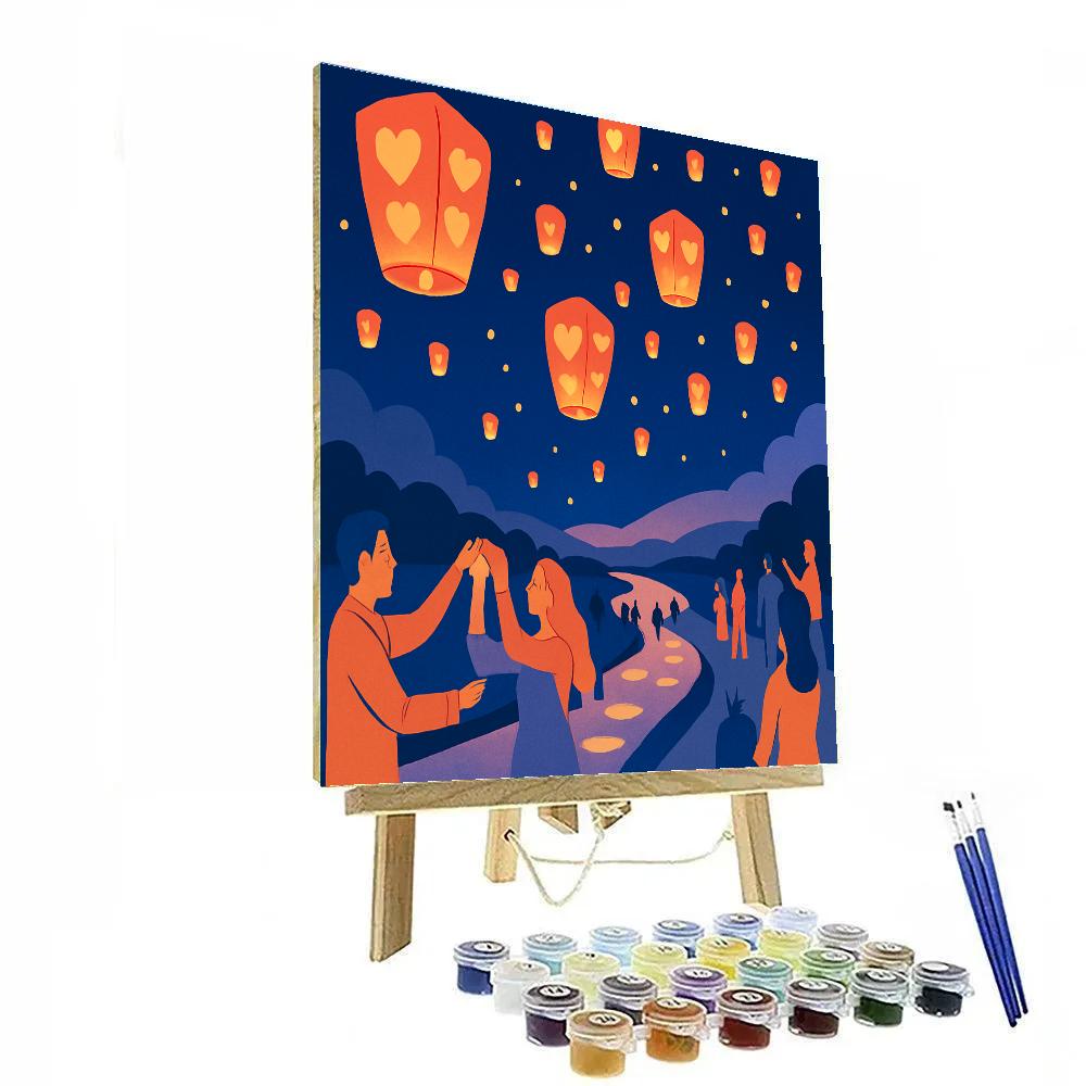 Sky Lantern Festival Of Valentines Day Wishes Paint by numbers kits
