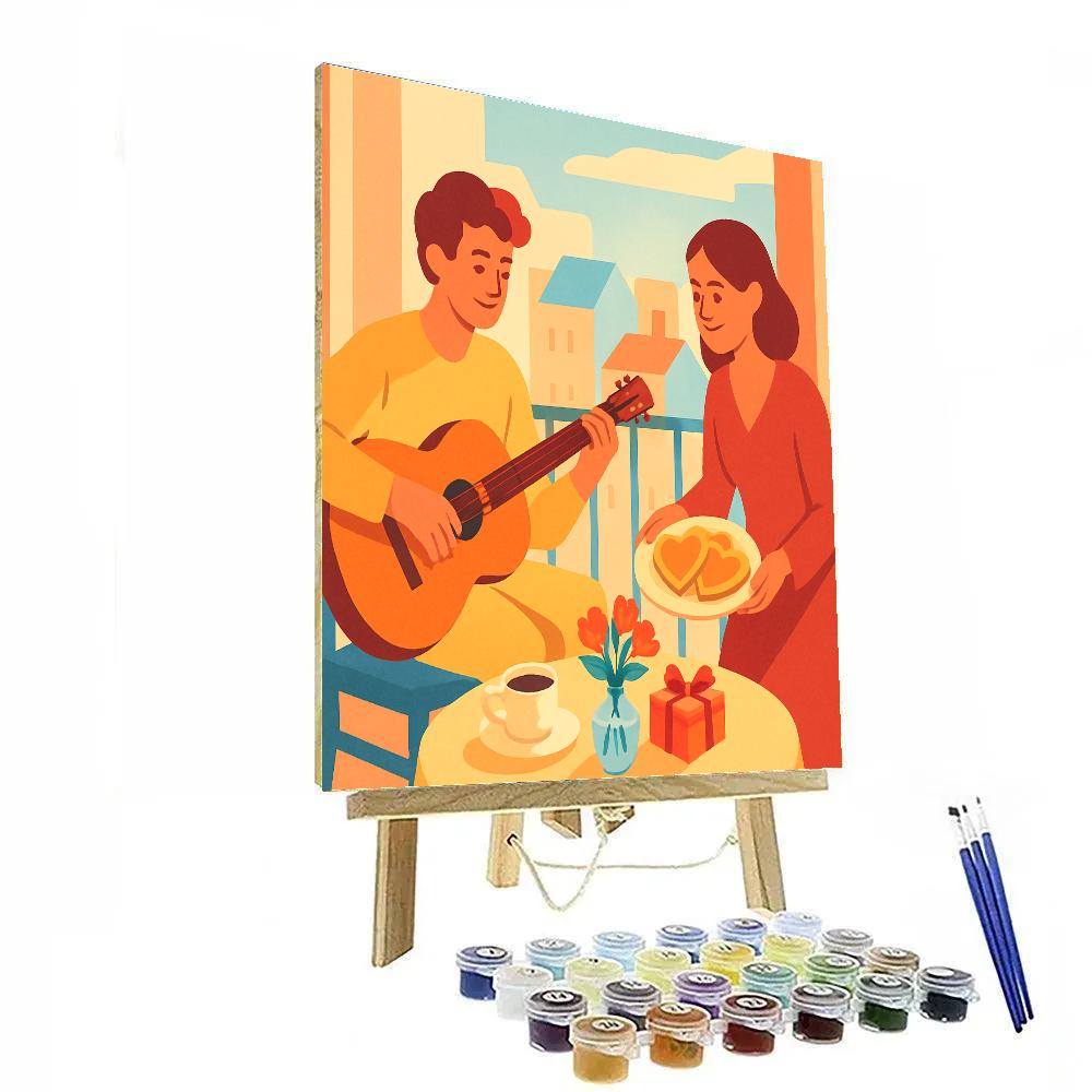 Valentines Day Breakfast Balcony Serenade paint by numbers