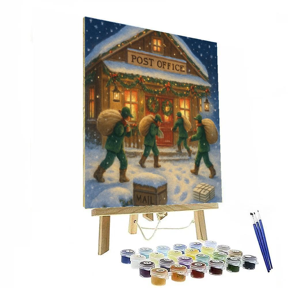 North Pole Post Office Night Glow paint by number