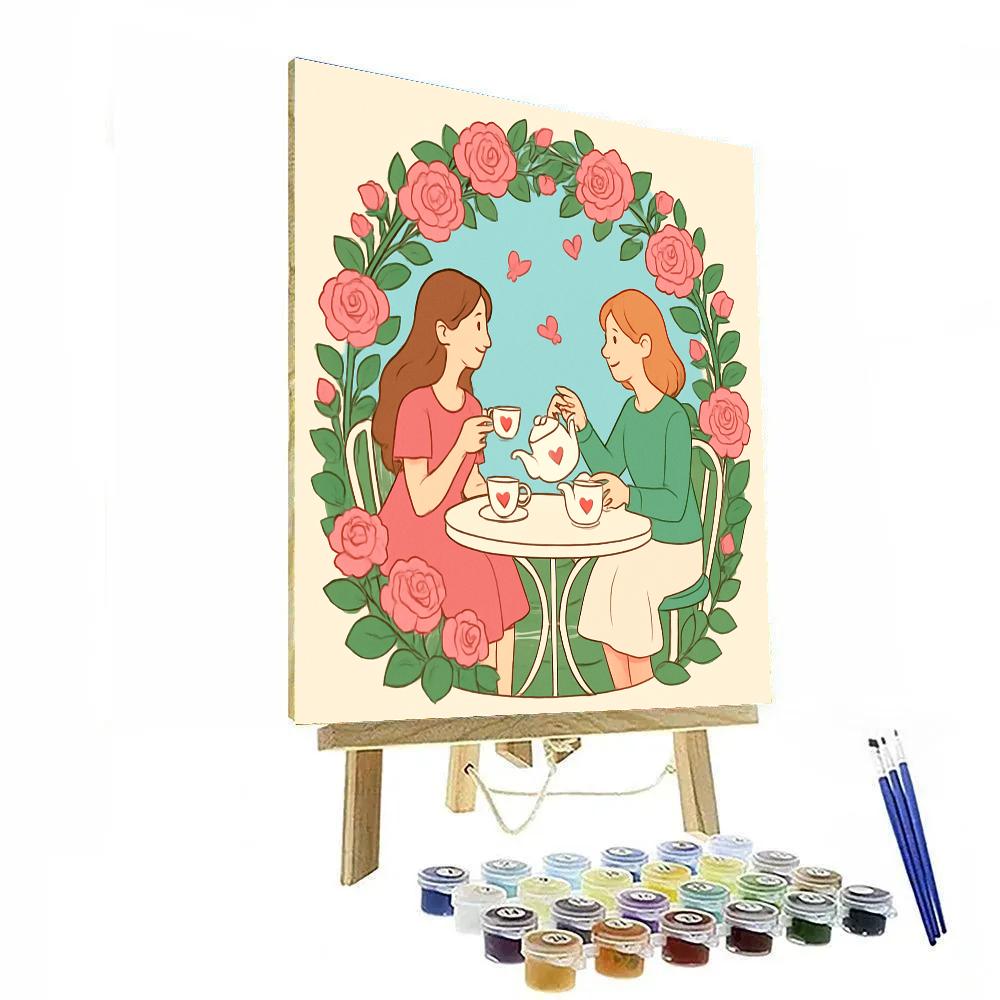 Valentines Day Garden Tea With Butterflies Paint by numbers kits