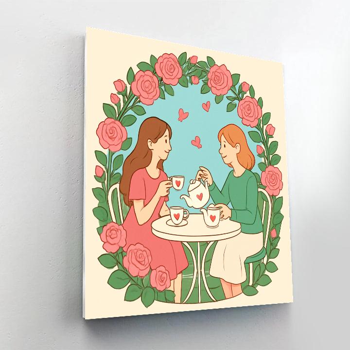 Valentines Day Garden Tea With Butterflies Paint by numbers kits