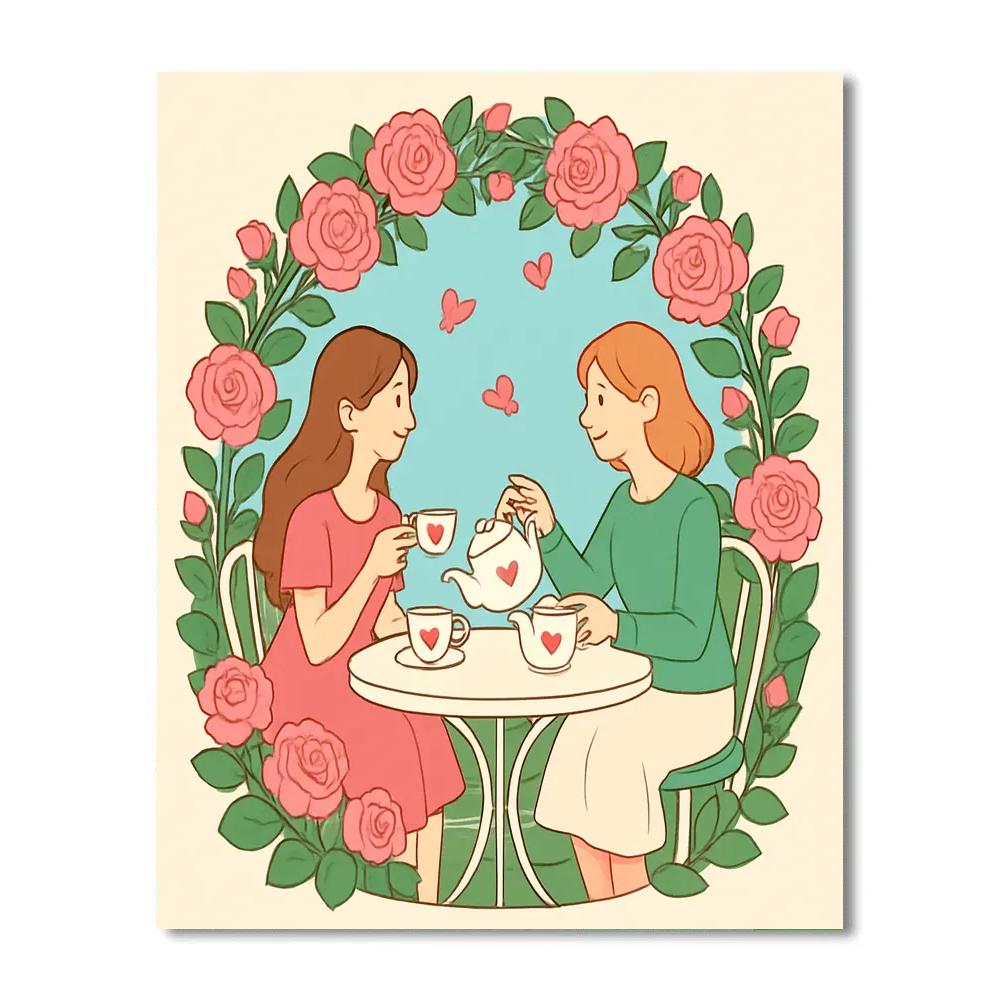 Valentines Day Garden Tea With Butterflies Paint by numbers kits