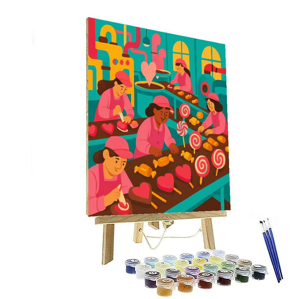 Valentines Day Candy Factory Assembly Line paint by number