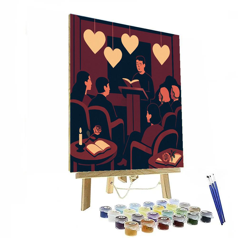 Midnight Library Valentines Day Poetry Reading Number painting