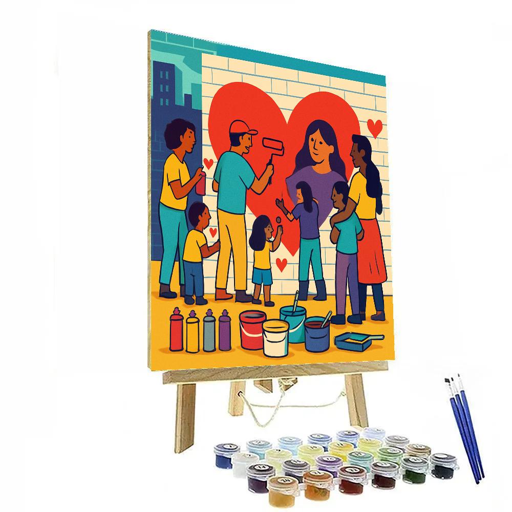Valentines Day Street Mural Painting Day DIY paint by numbers