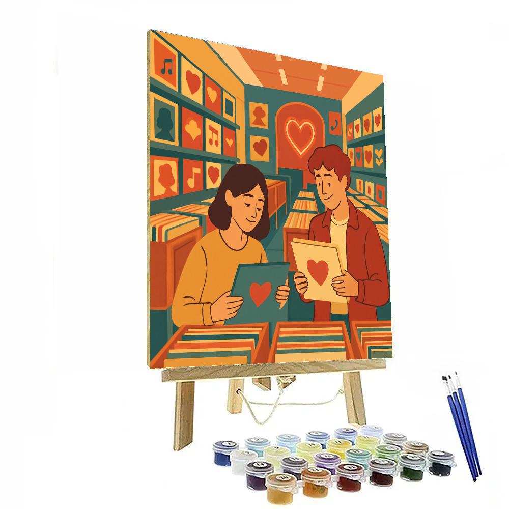 Vintage Record Shop Valentines Day Playlist paint by numbers