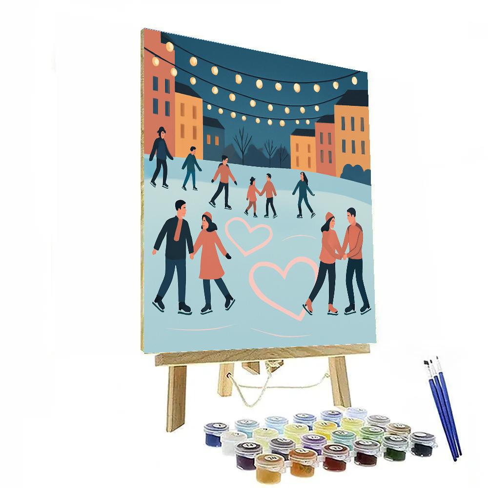 Valentines Day Ice Rink Under Fairy Lights Paint by numbers kits