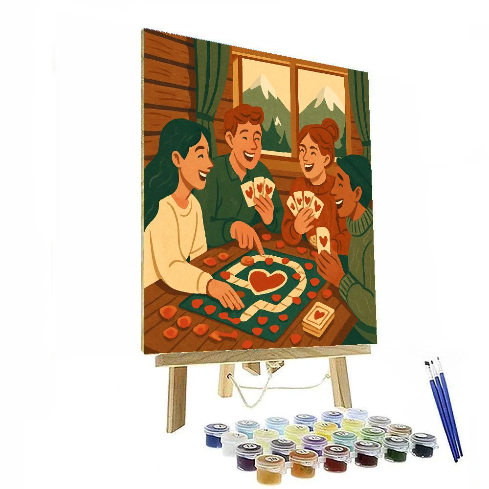 Valentines Day Mountain Cabin Game Night DIY paint by numbers