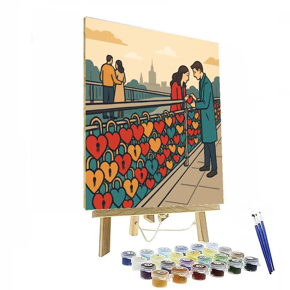 Valentines Day City Bridge Lock Tradition paint by numbers