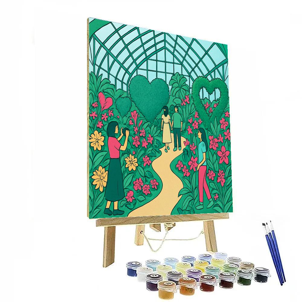 Valentines Day Botanical Conservatory Walk painting number kit