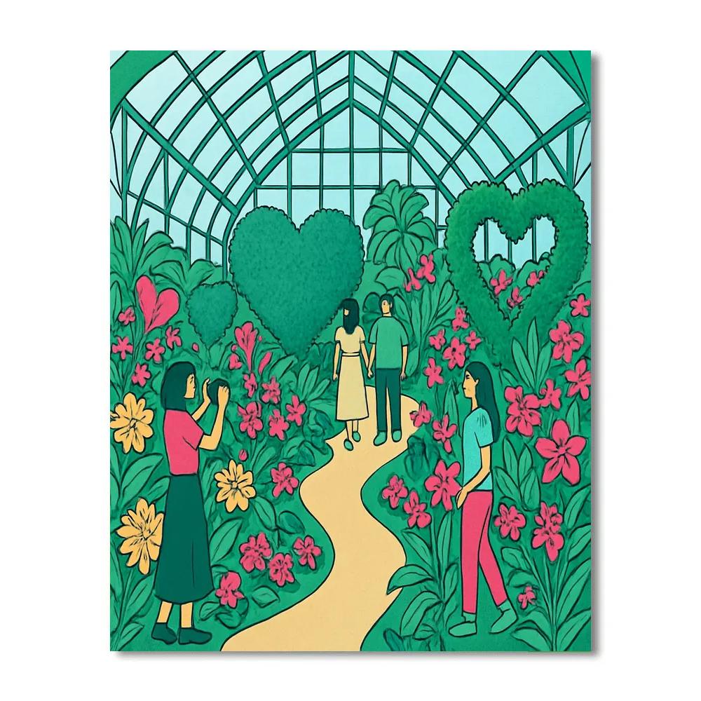Valentines Day Botanical Conservatory Walk painting number kit
