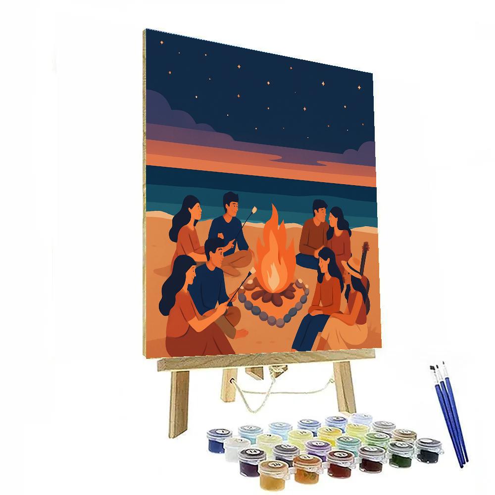 Valentines Day Beach Bonfire Circle Paint by numbers art