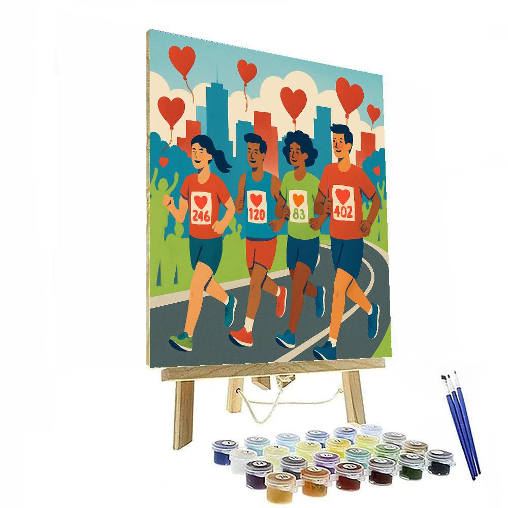 Valentines Day City Marathon Of Hearts Numbered painting kits