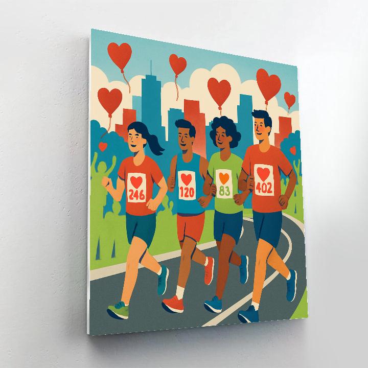 Valentines Day City Marathon Of Hearts Numbered painting kits