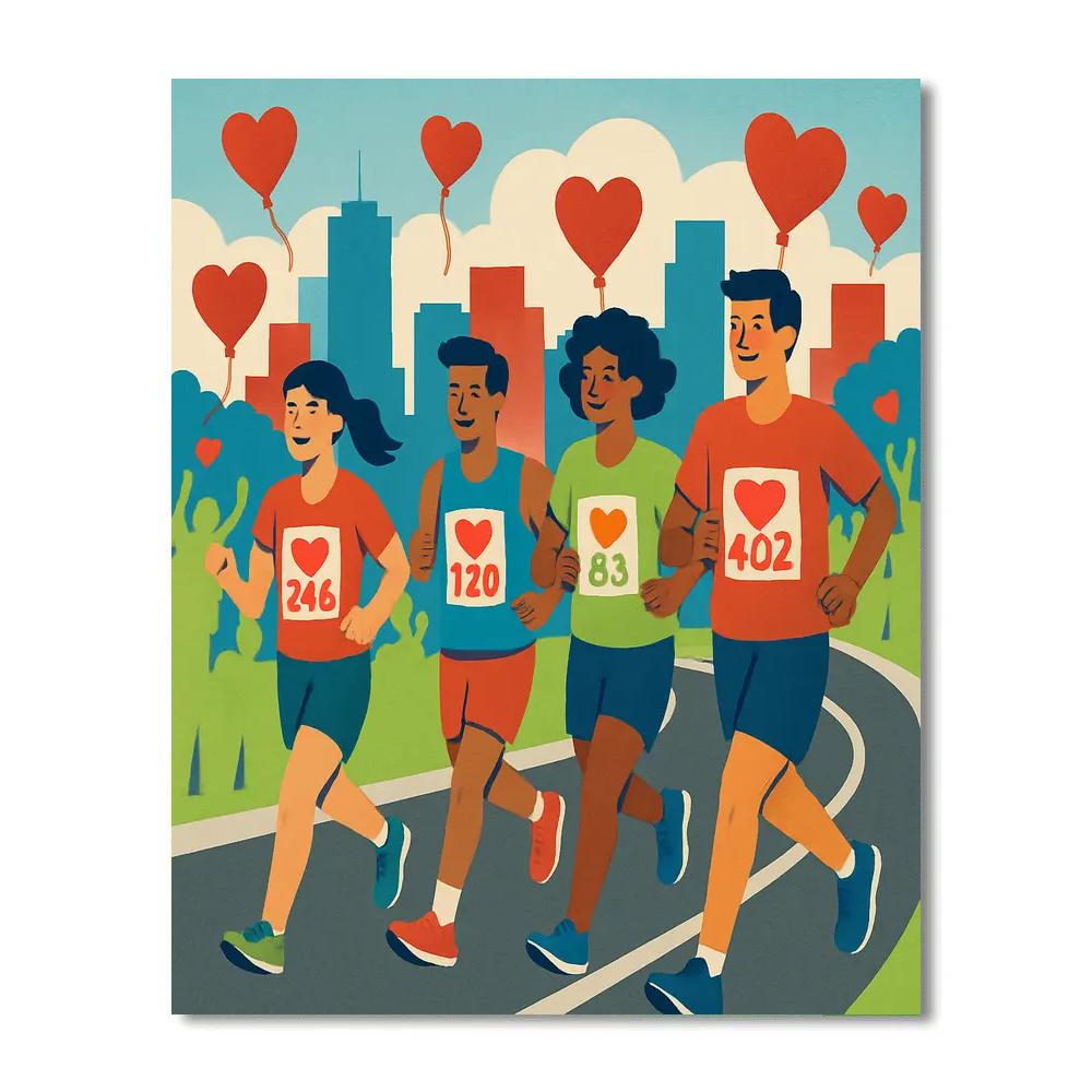 Valentines Day City Marathon Of Hearts Numbered painting kits