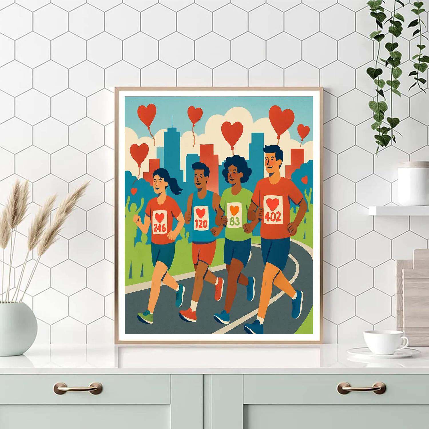 Valentines Day City Marathon Of Hearts Numbered painting kits