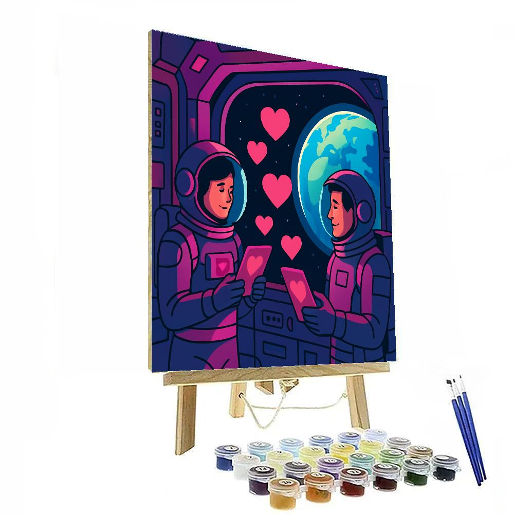 Valentines Day Space Station Stargram Delivery Number painting