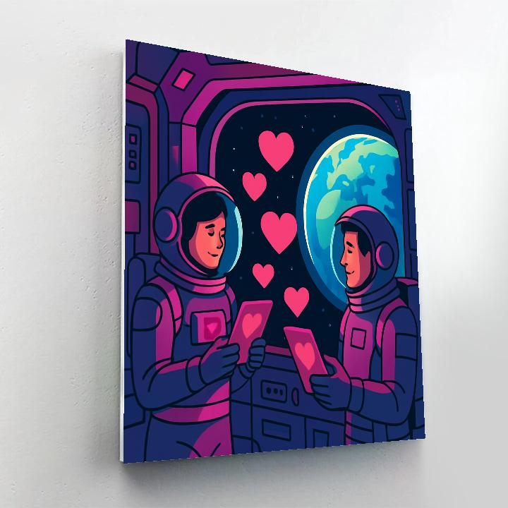 Valentines Day Space Station Stargram Delivery Number painting