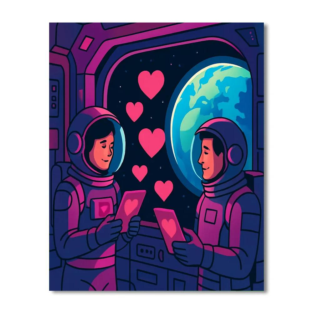 Valentines Day Space Station Stargram Delivery Number painting