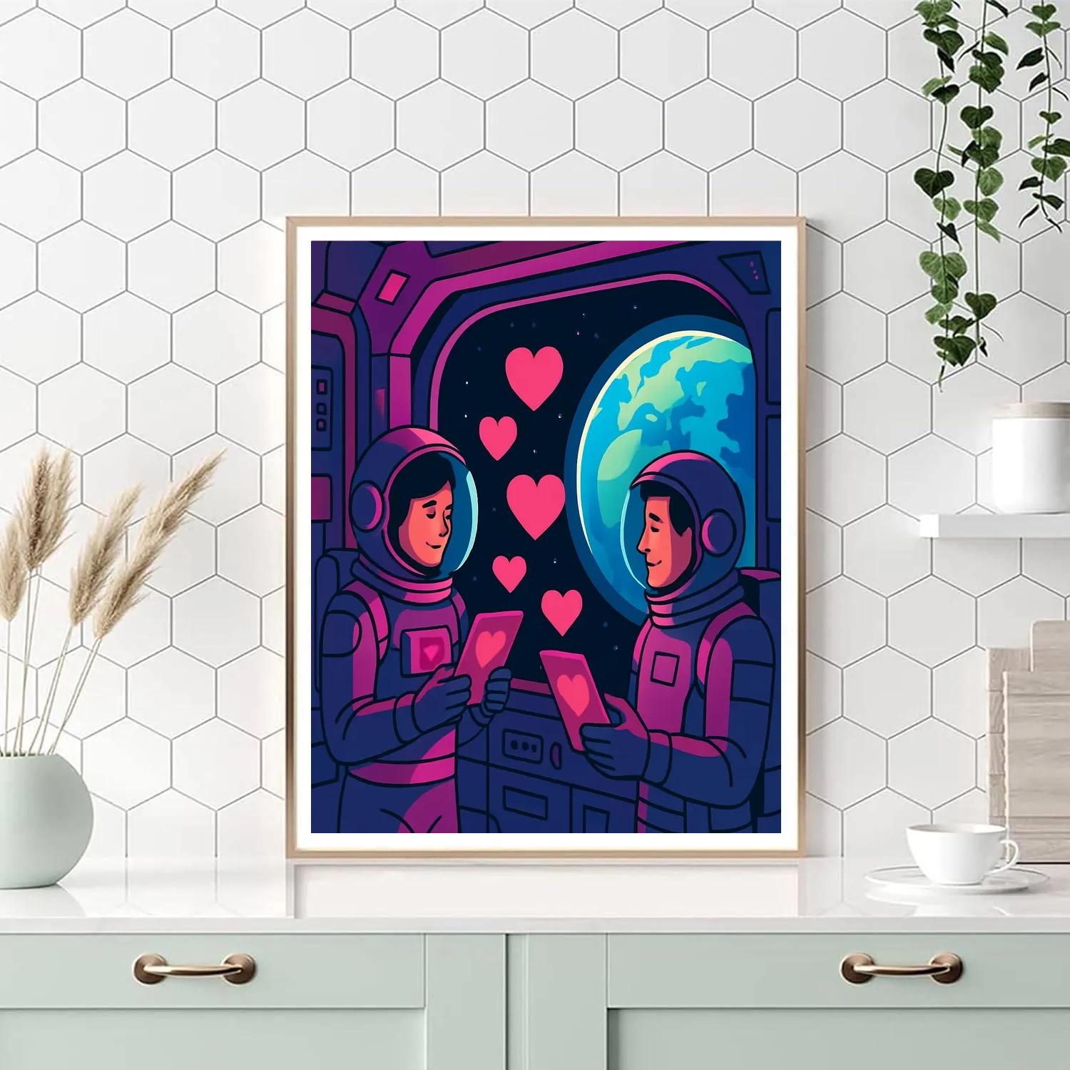 Valentines Day Space Station Stargram Delivery Number painting