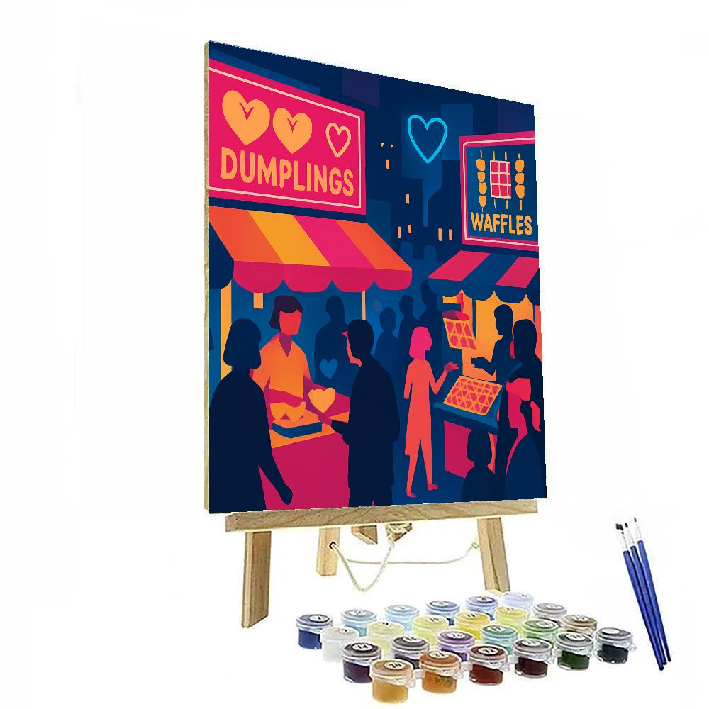 Valentines Day Night Market Food Street Numbered painting kits