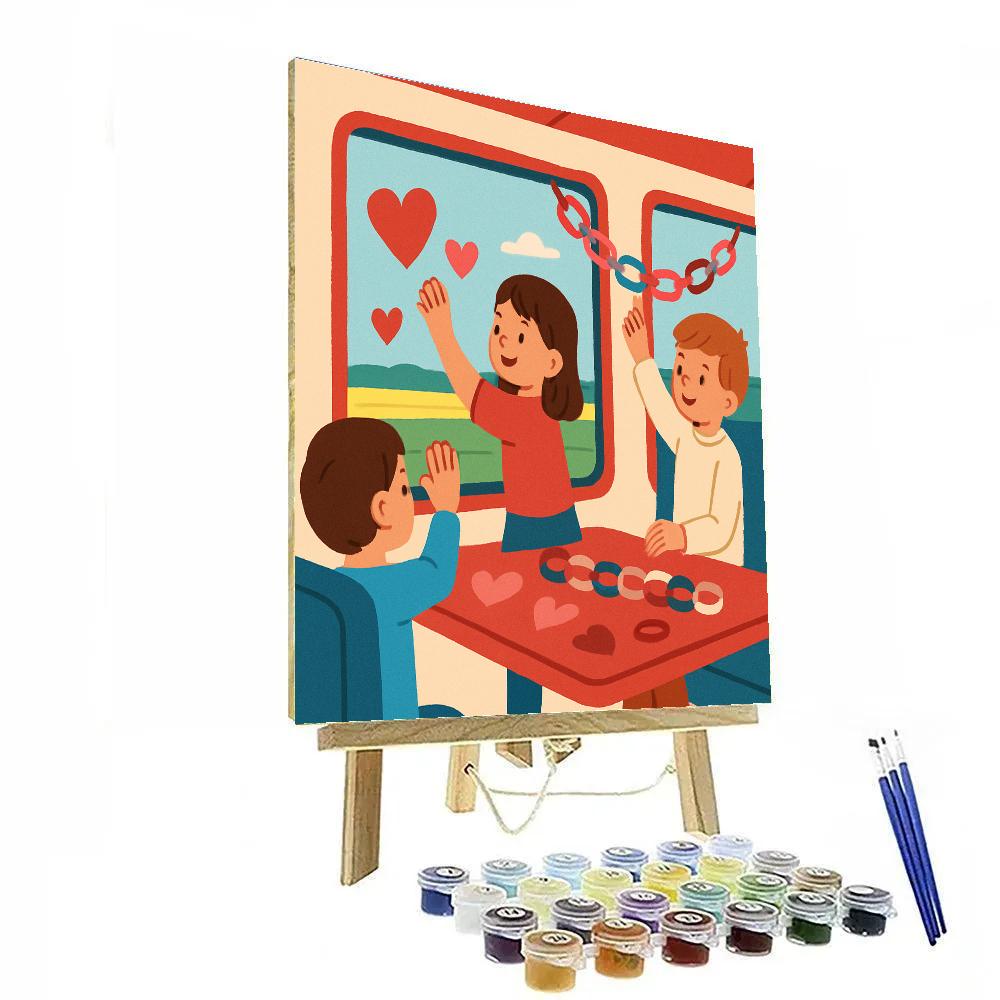 Valentines Day Train Carriage Kids Craft Corner Paint by numbers kits