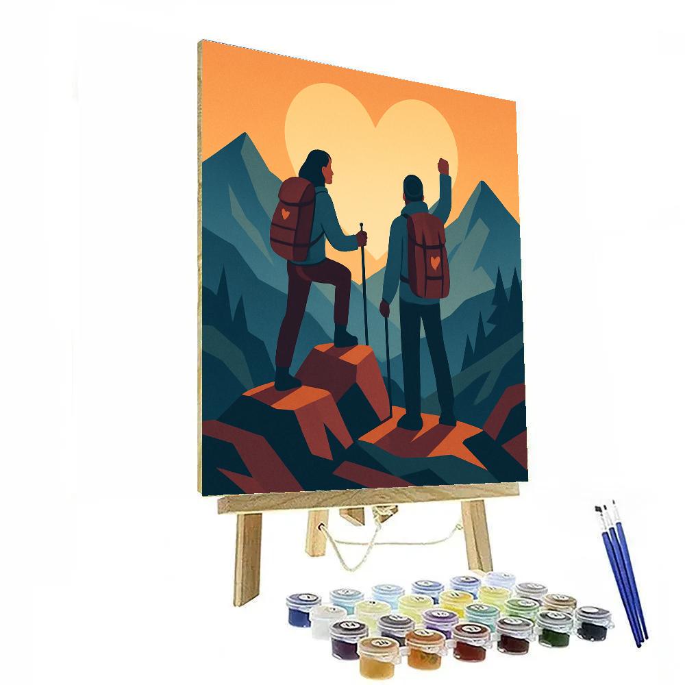 Valentines Day Mountain Sunrise Hikers Paint by numbers kits