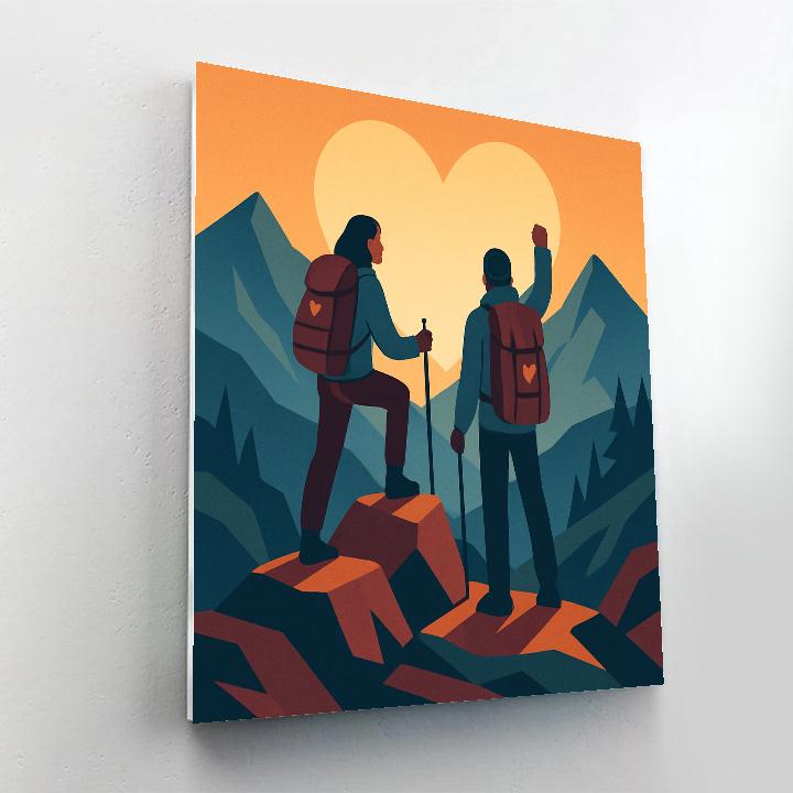 Valentines Day Mountain Sunrise Hikers Paint by numbers kits