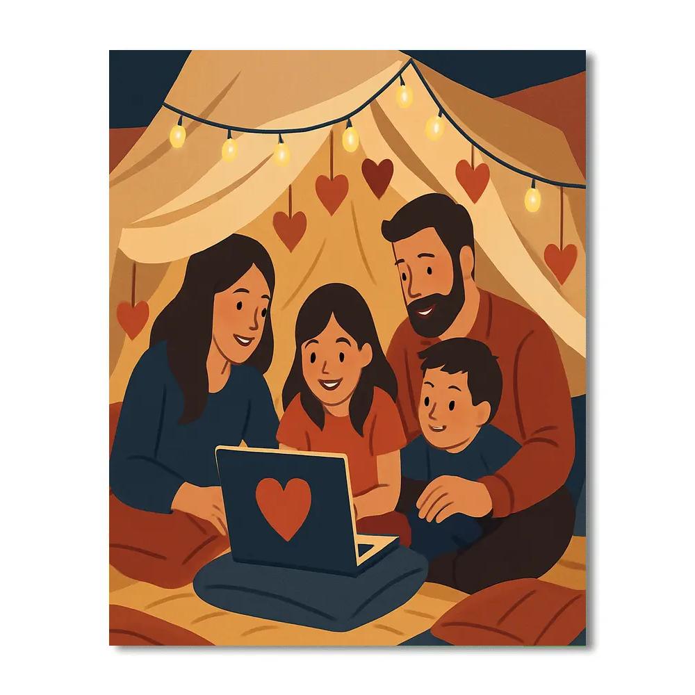 Valentines Day Indoor Fort Movie Marathon Painting by numbers kit