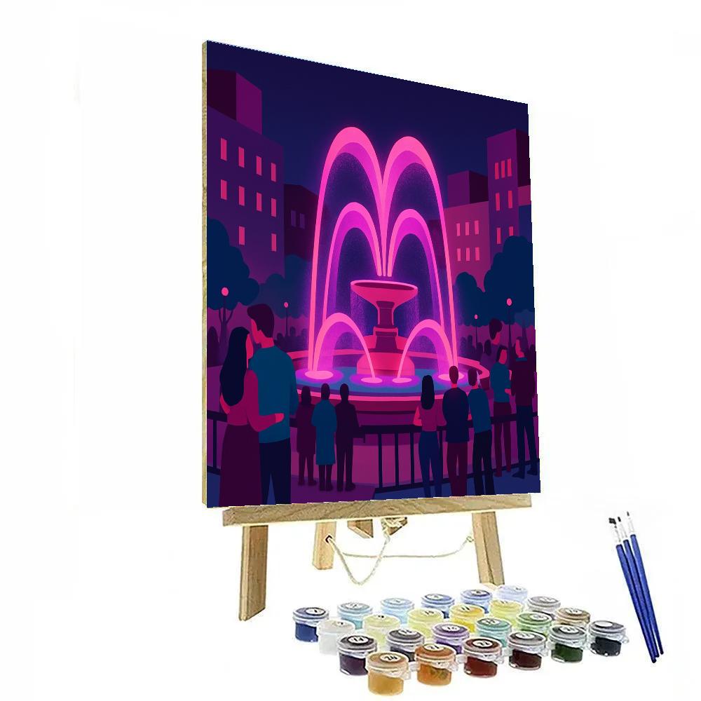 Valentines Day City Fountain Light Show Painting by numbers kit