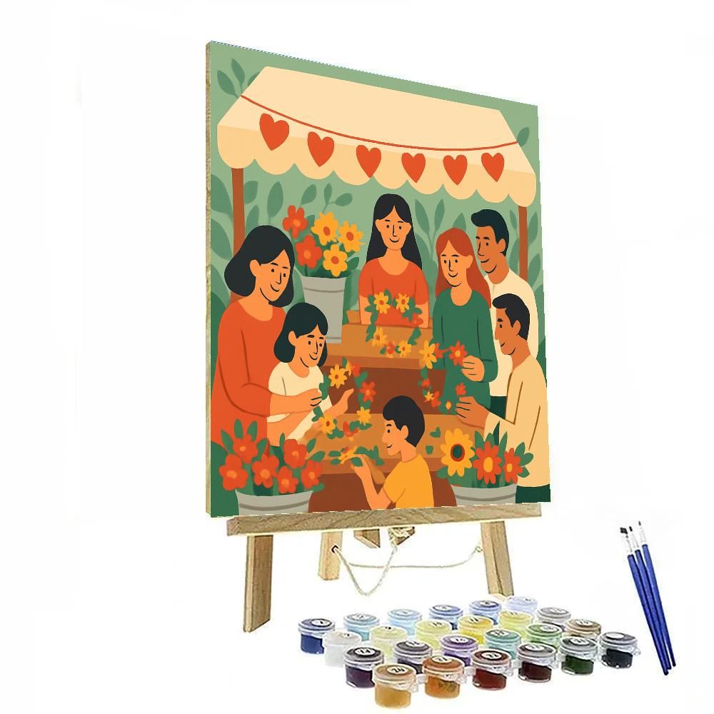 Valentines Day Farmers Market Flower Crowns painting number kit