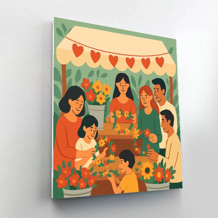 Valentines Day Farmers Market Flower Crowns painting number kit