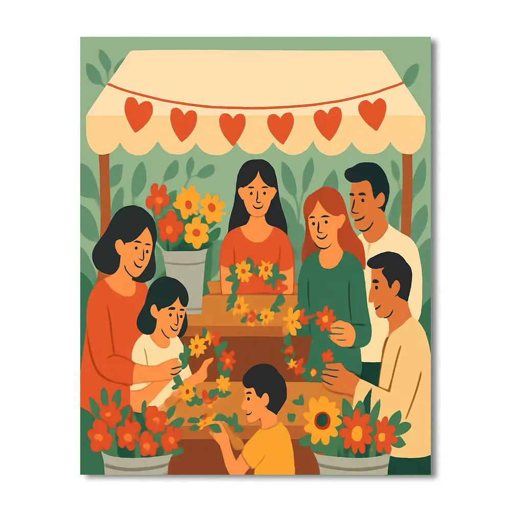 Valentines Day Farmers Market Flower Crowns painting number kit