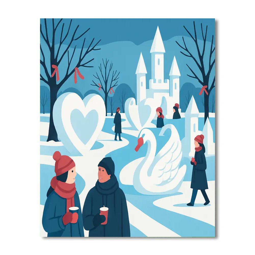 Valentines Day Snow Sculpture Park Painting by numbers kit