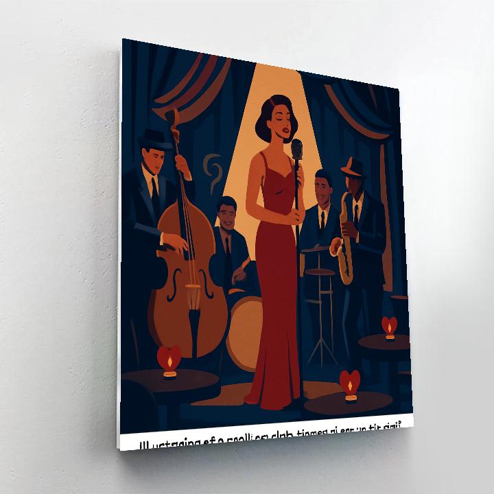 Valentines Day Jazz Club Candlelit Stage Paint by numbers art