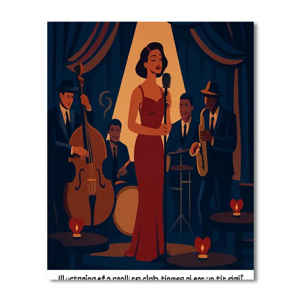 Valentines Day Jazz Club Candlelit Stage Paint by numbers art