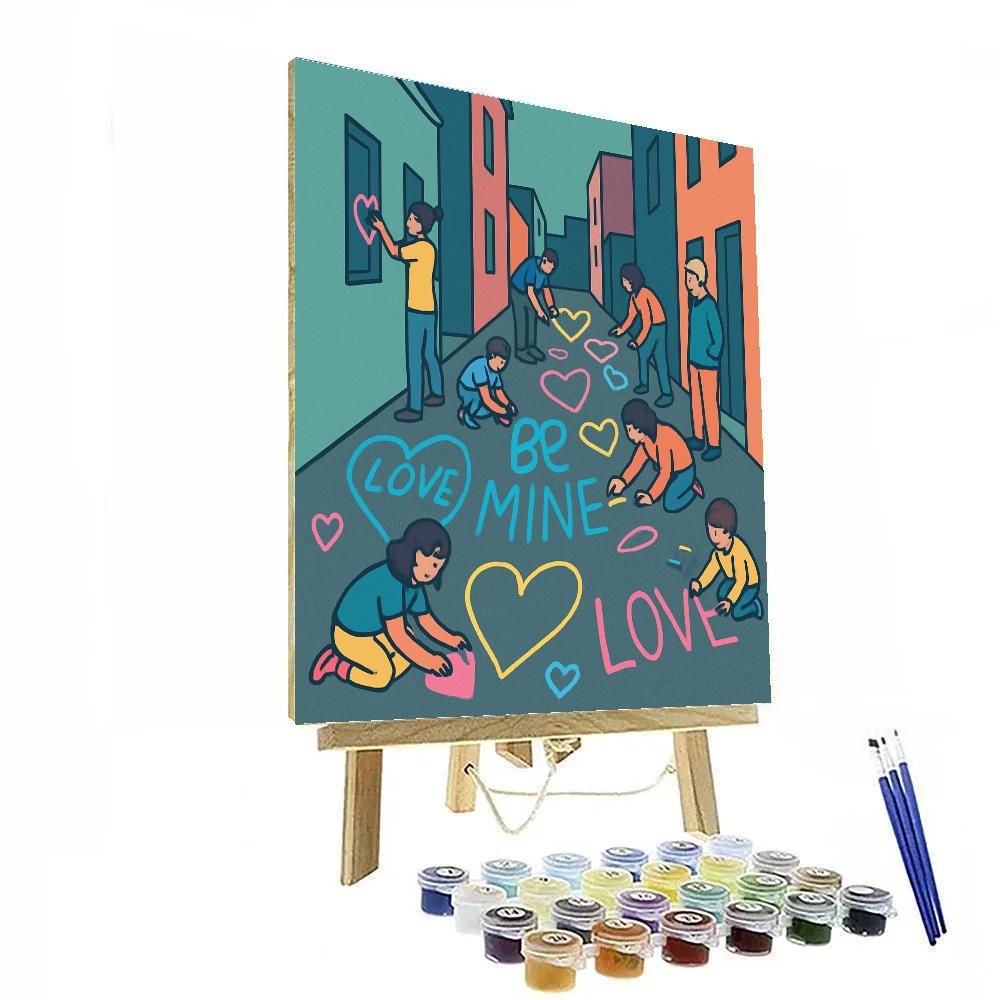Valentines Day City Alley Chalk Gallery Painting by numbers kit