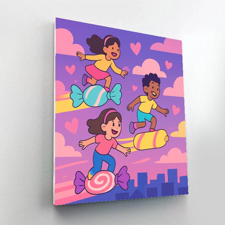 Candy Comet Race Across Valentines Day Sky paint by number
