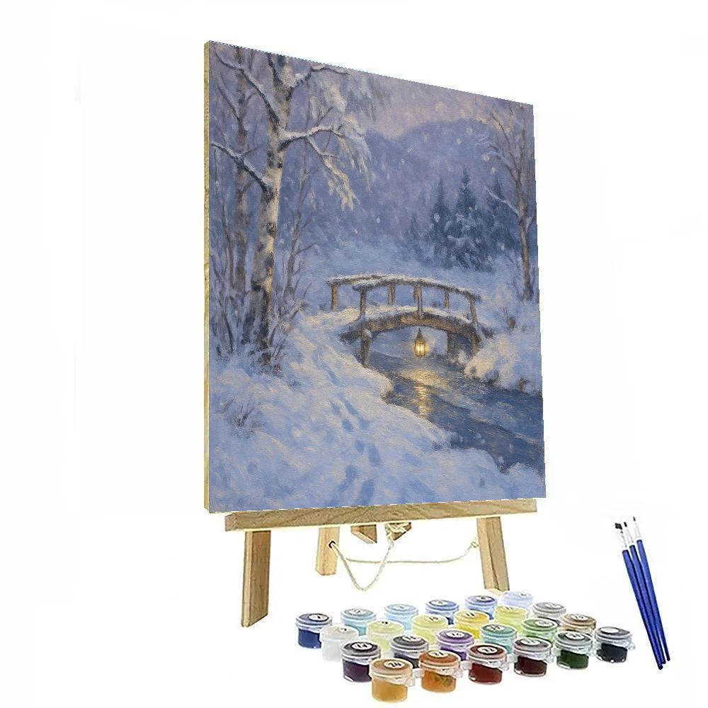 Lantern Bridge Over Quiet Ice paint by numbers