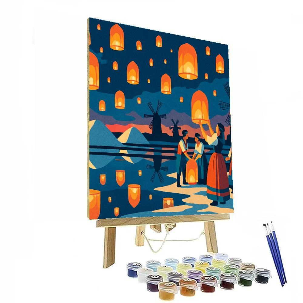 Festival Lanterns Over Italy Salt Flats Number painting