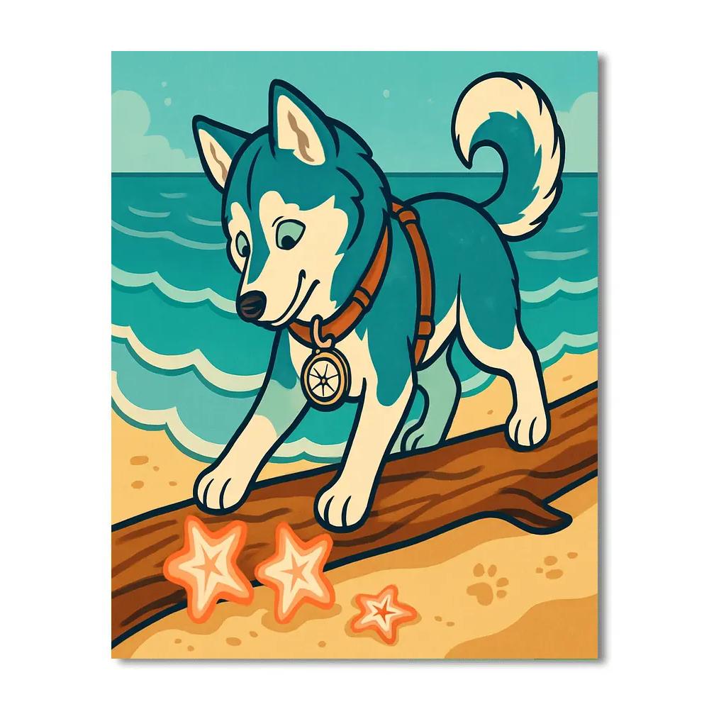 Tidal Compass Dog Expedition paint by color