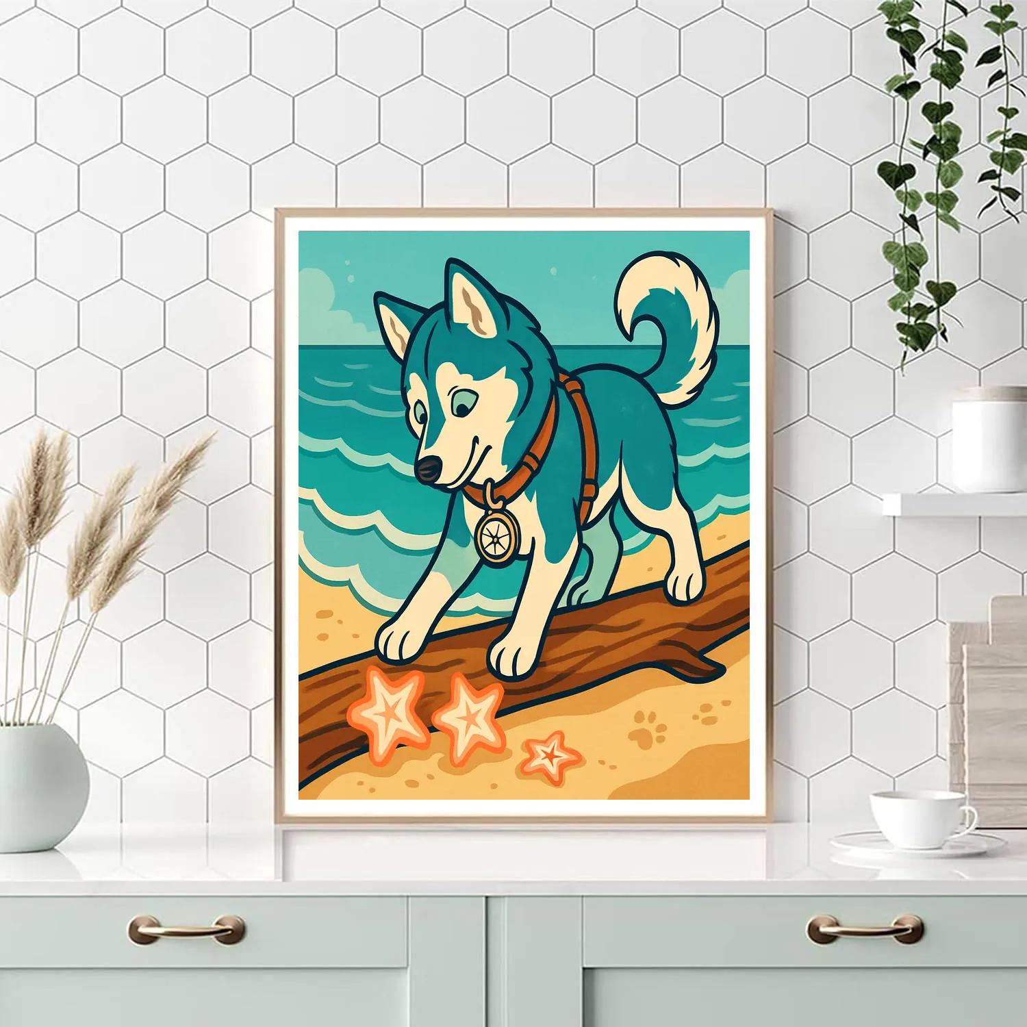 Tidal Compass Dog Expedition paint by color