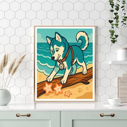 Tidal Compass Dog Expedition paint by color