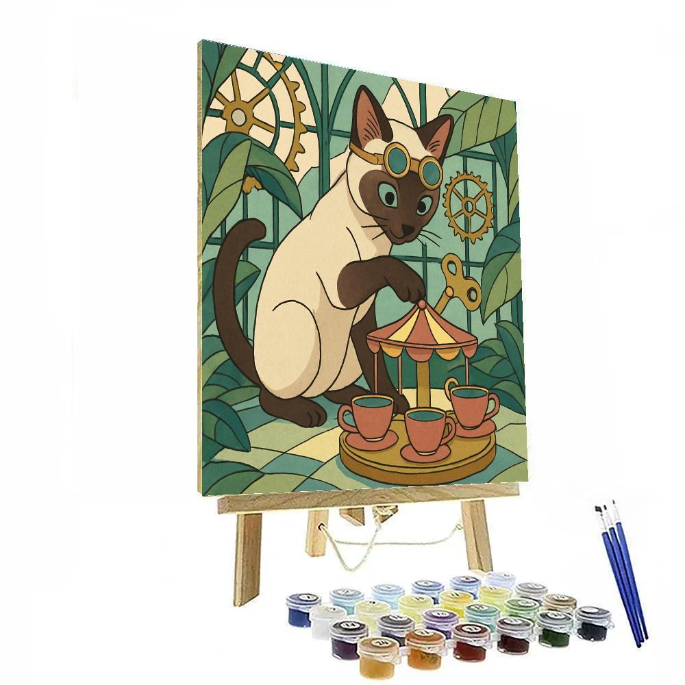 Clockwork Tea Garden Cat Adventure Painting by numbers kit
