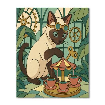 Clockwork Tea Garden Cat Adventure Painting by numbers kit