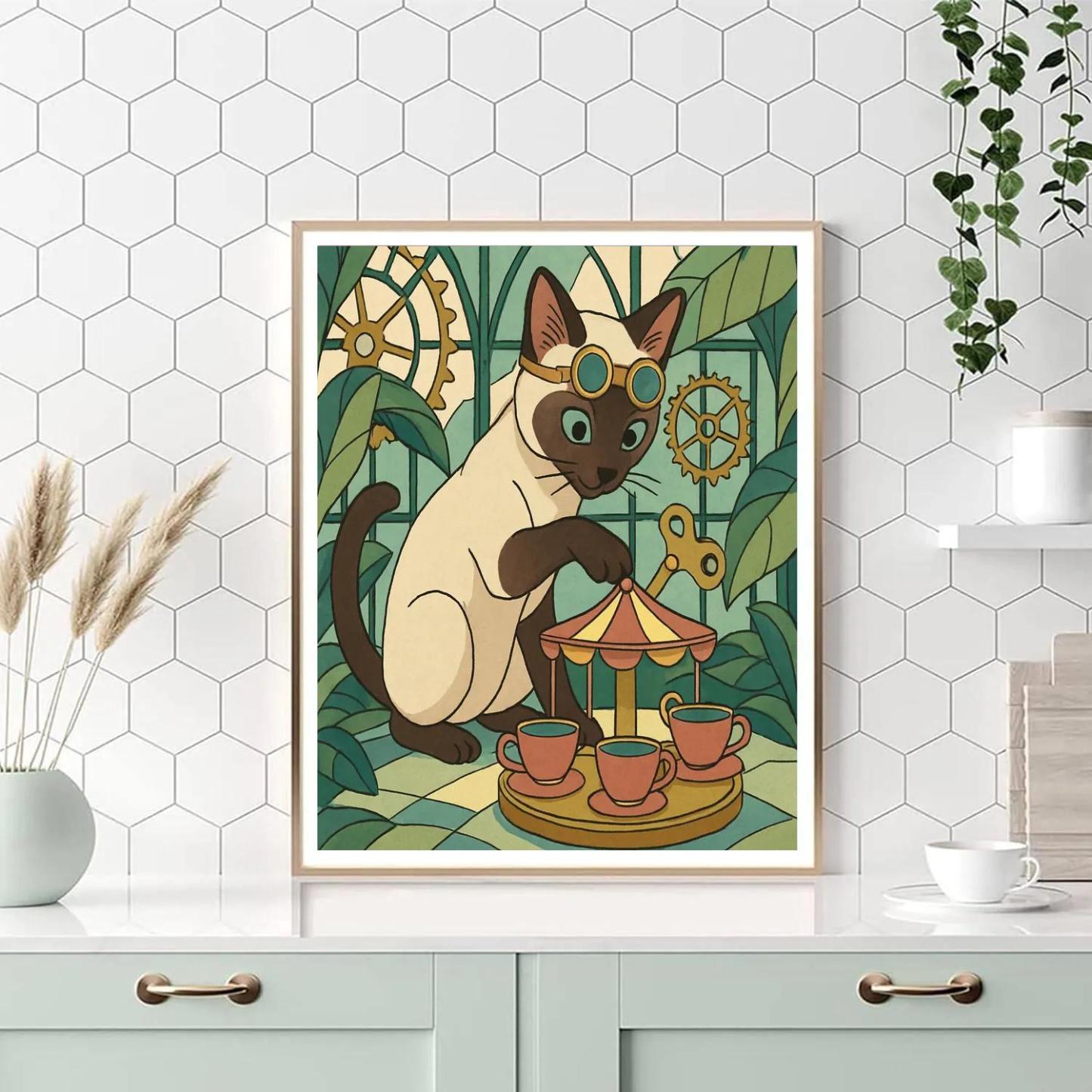 Clockwork Tea Garden Cat Adventure Painting by numbers kit