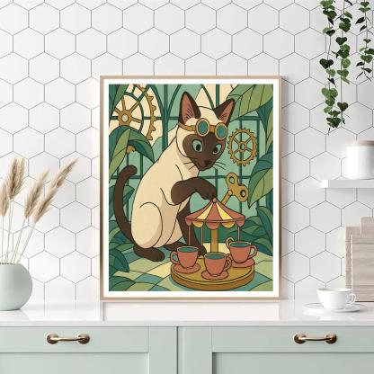 Clockwork Tea Garden Cat Adventure Painting by numbers kit